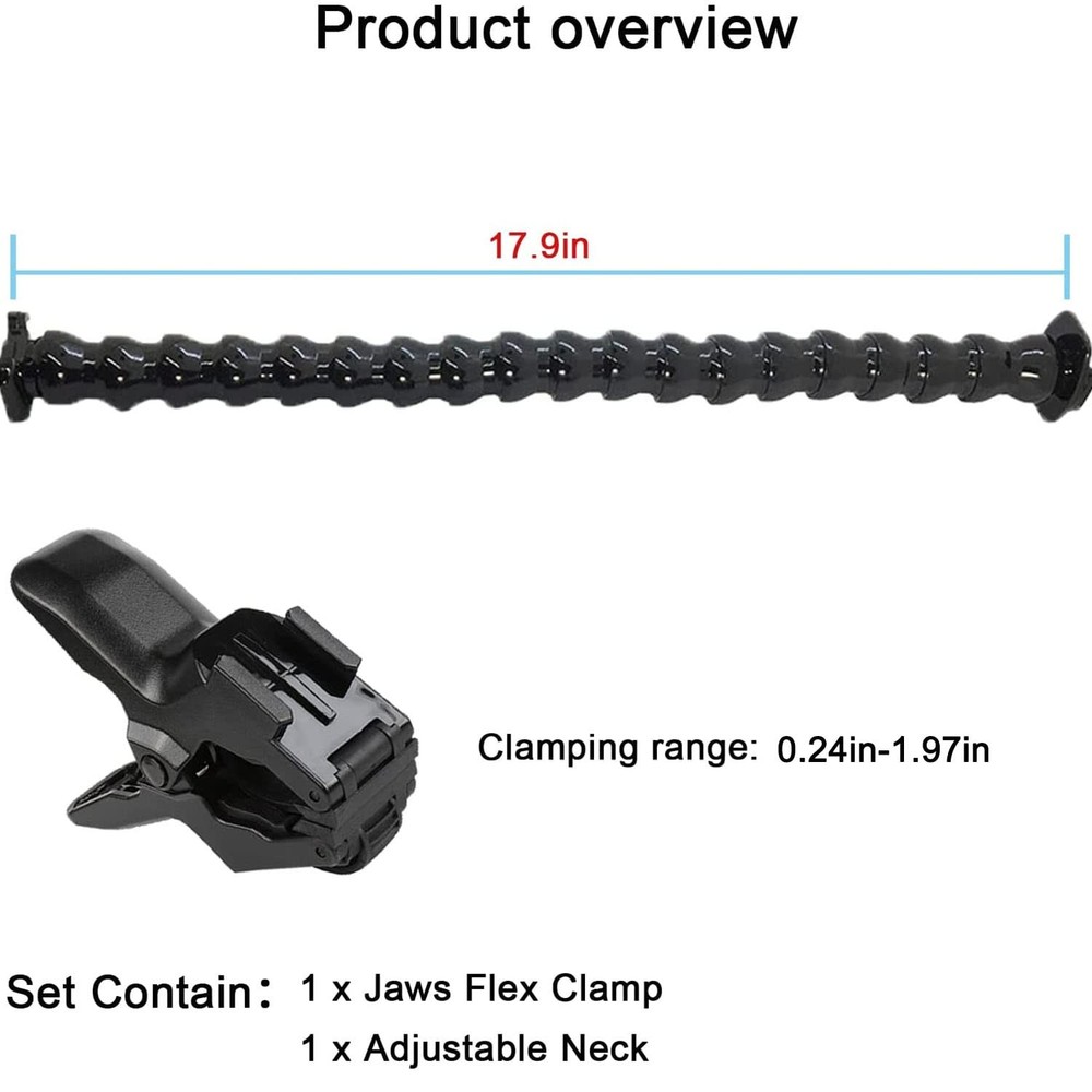 FiTSTILL Jaws Flex Clamp Mount with Adjustable Gooseneck 19 Sections, Black