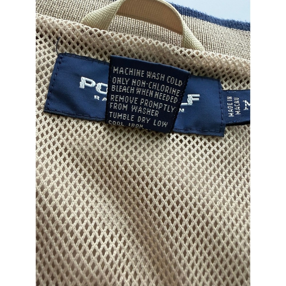 Polo Golf Ralph Lauren Mens Medium windbreaker Pullover Tan Beige Mesh Lined M