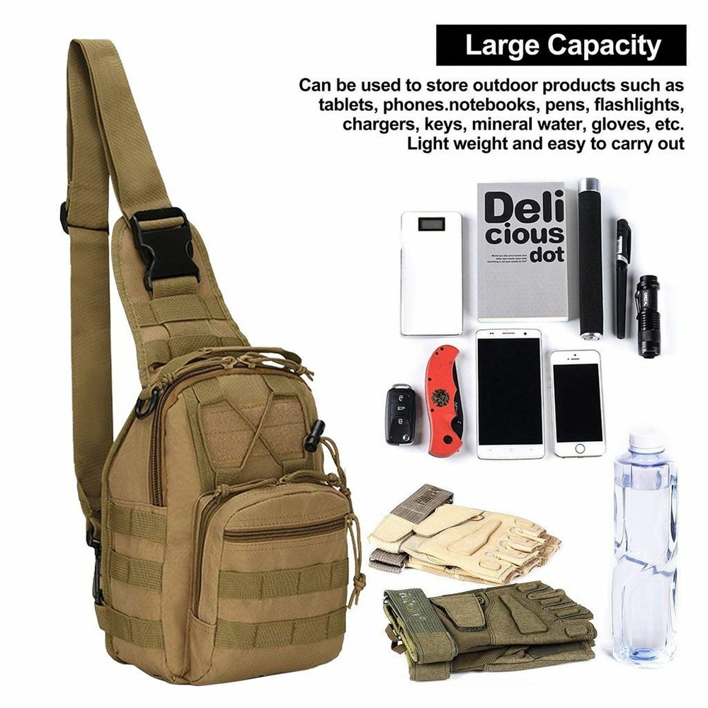 Mens Backpack Molle Tactical Sling Chest Bag Assault Pack Messenger Shoulder Bag