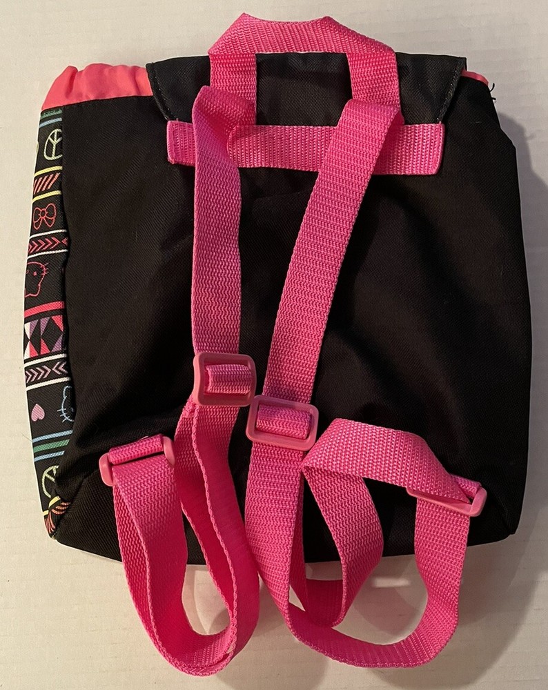 Hello Kitty Mini Backpack Pink Black Drawstring Adjustable Straps