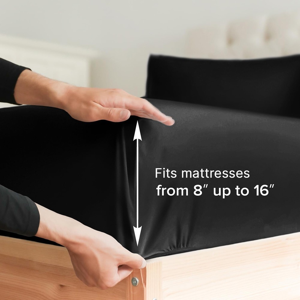 Queen Size 4 Piece Sheet Set - Comfy Breathable & Cooling Sheets - Hotel Luxury