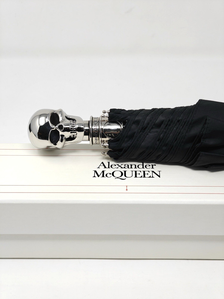 Alexander McQueen Umbrella Skull Silver Black Automatic Button 10500