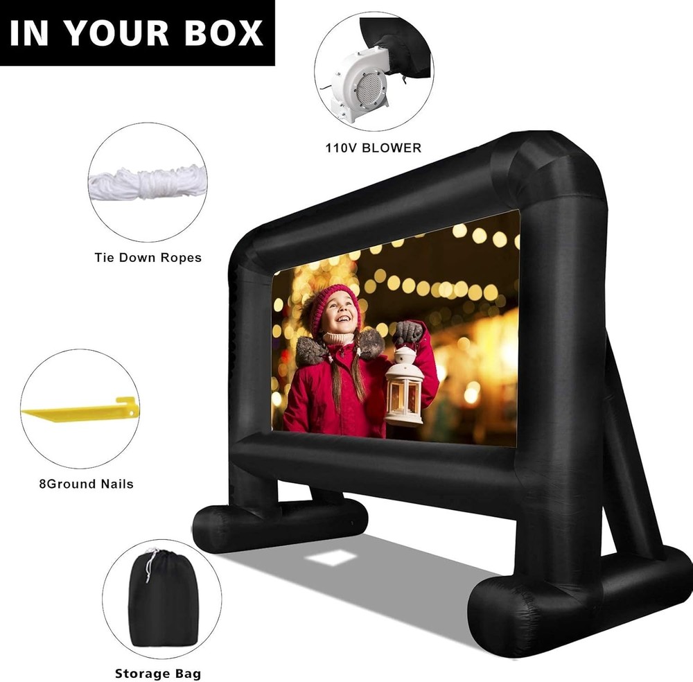 16FT Inflatable Projection Screen - Quiet Fan, Storage Bag