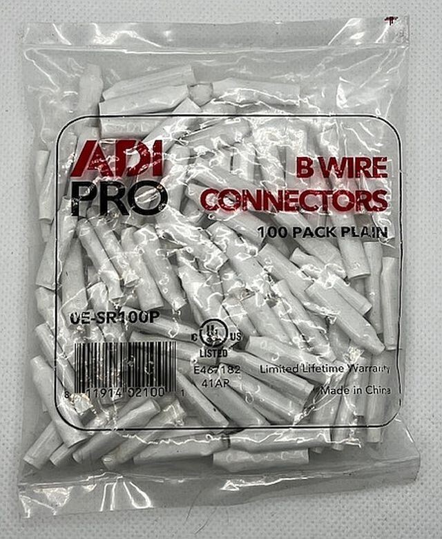 100 Pieces ADI PRO NEW WHITE B Wire Connectors (Plain)
