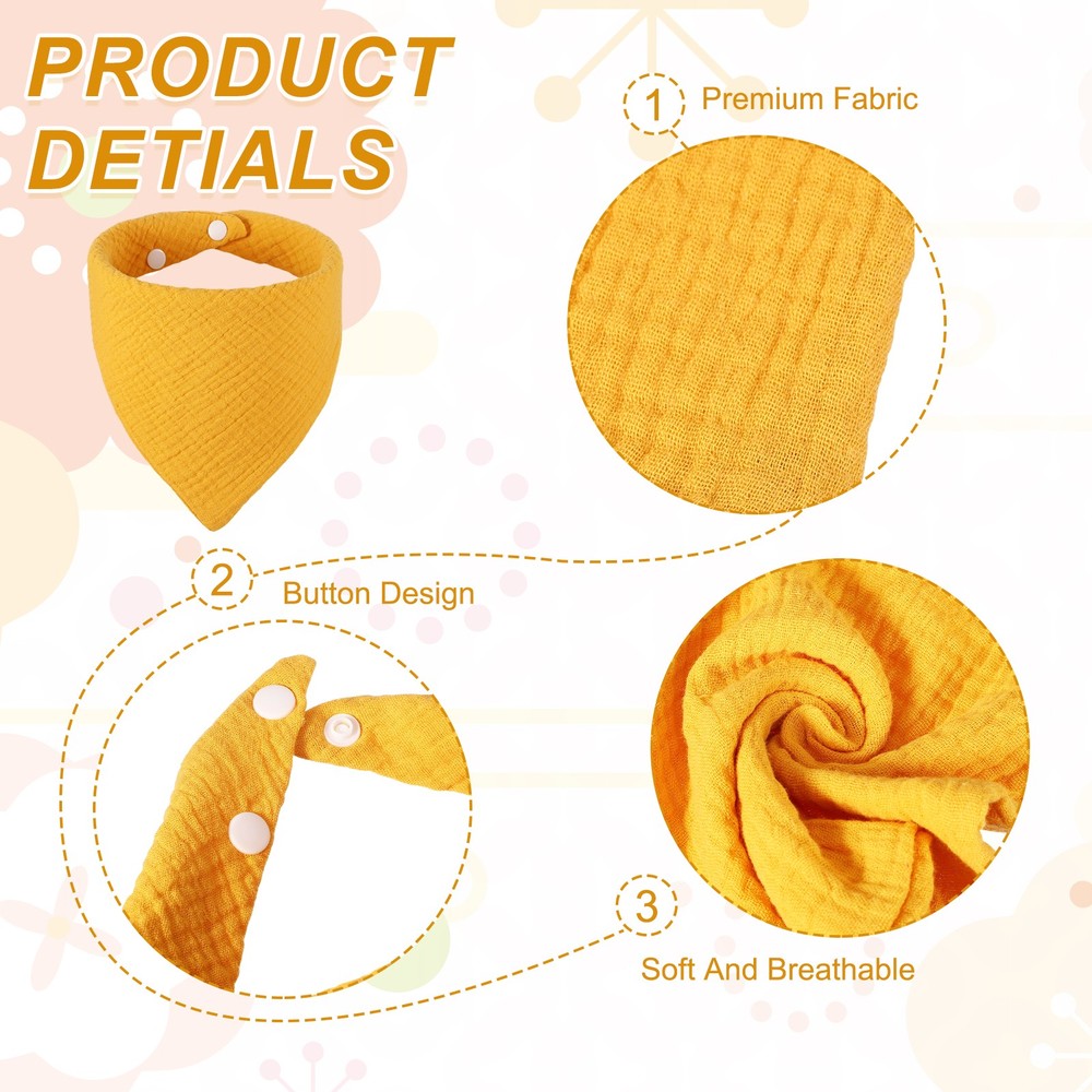 Triangle Dog Bandanas with Button (Fabric, Dark Yellow)