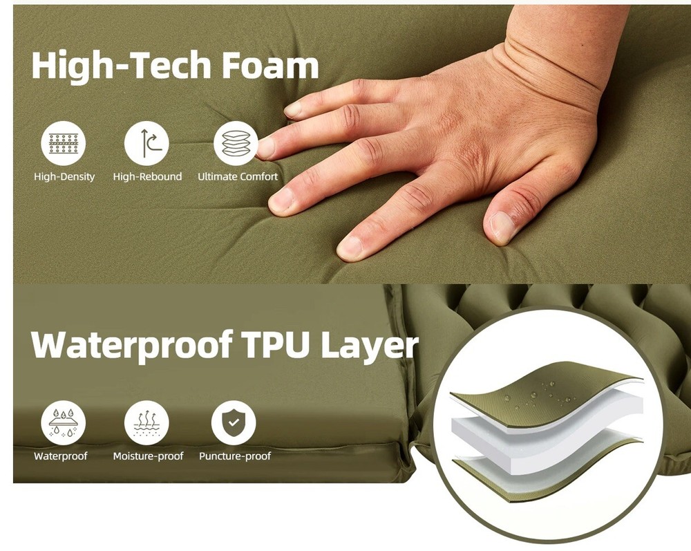 MELLCOM 2.5" Thick Self Inflating Sleeping Pad