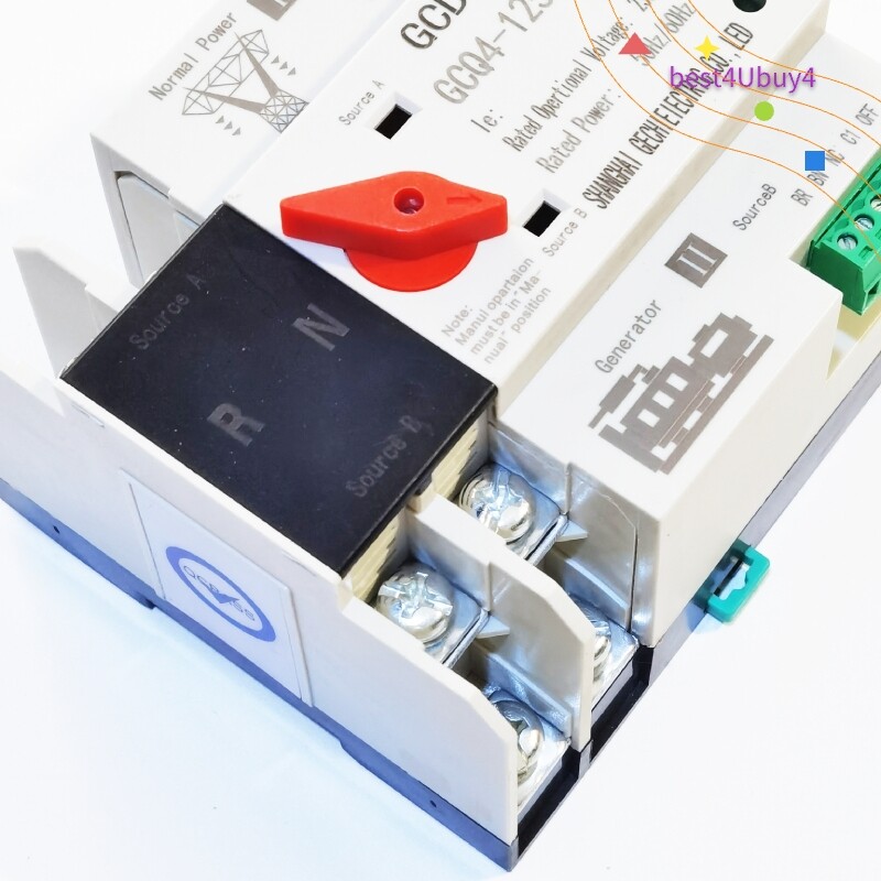 2P 100A Dual Power Automatic Transfer Switch Generator Changeover Switch 220V