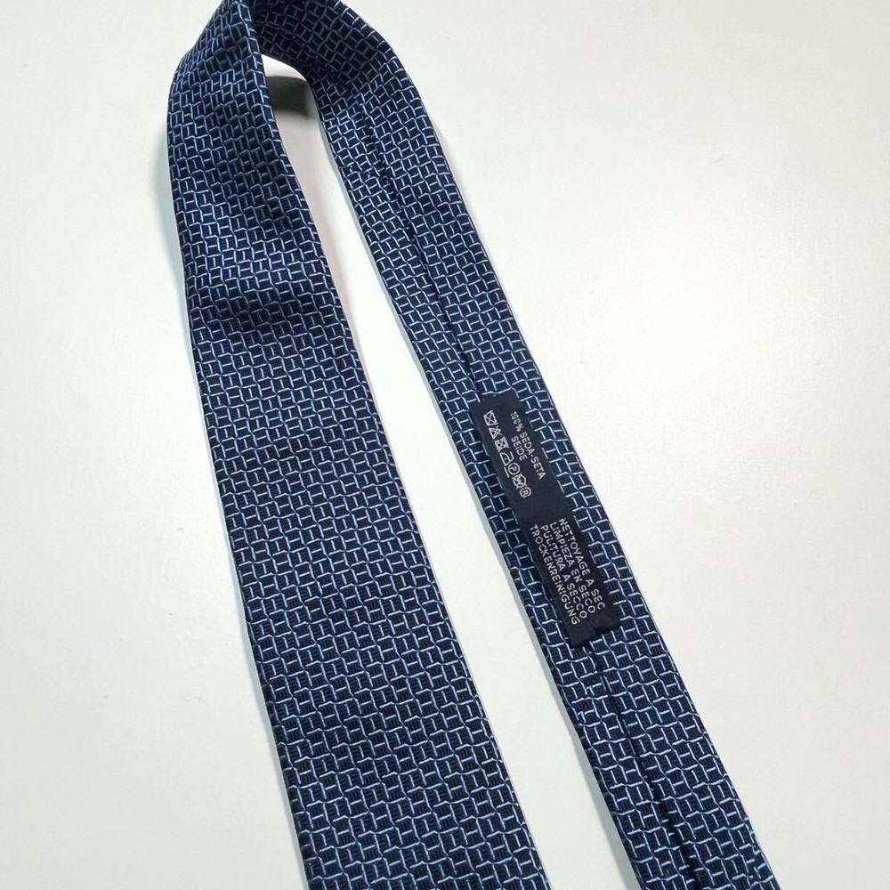 Excellent HERMES Tie Un quilibre H Pattern Navy