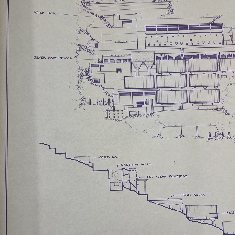 Eureka Utah Tintic Standard Reduction Mill Blueprint Plan Engineering Vtg Mining