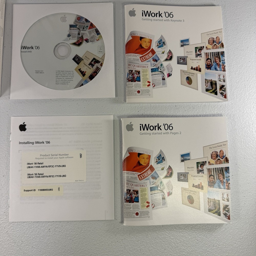 Apple iWork '06 Mac MA222Z/A With Manual & Key Code