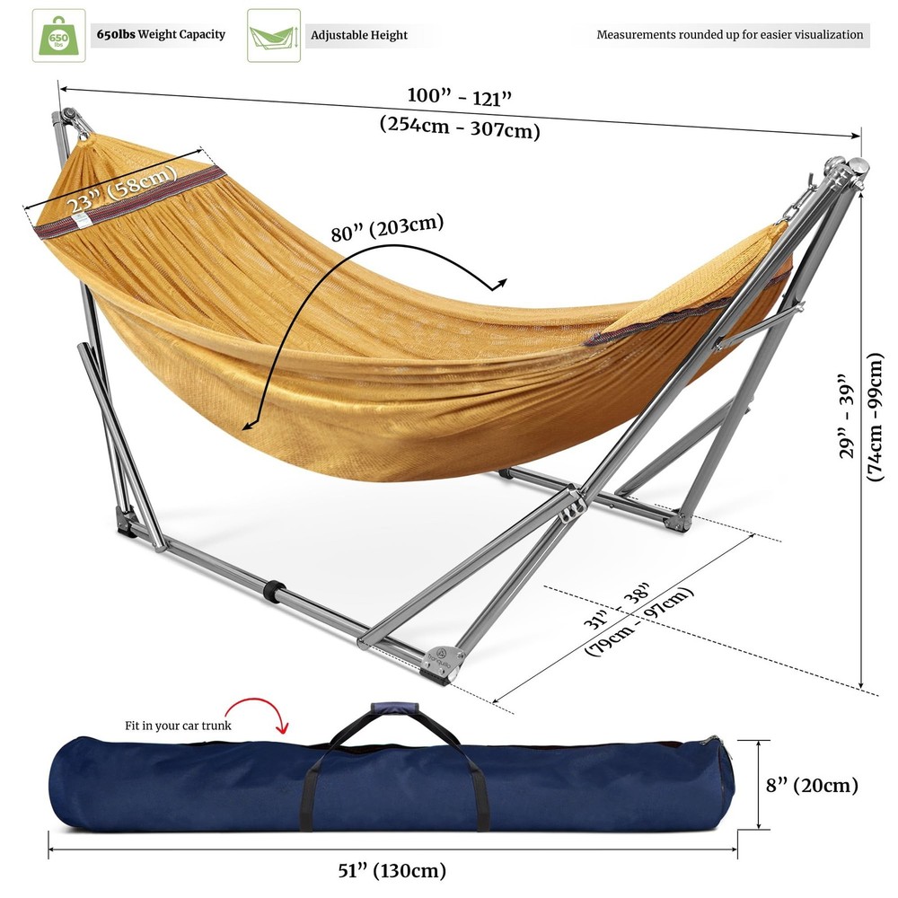 Tranquillo Adjustable Portable Hammock with Stand, Collapsible Camping Hammoc...