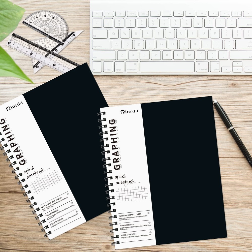 Graph Paper Notebook Spiral Notebook 8.5" x 11"-4 Pack Grid Paper Notebook Gr...