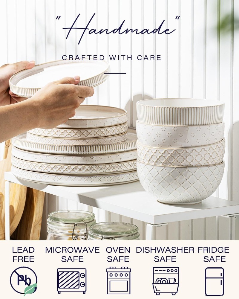 Getstar Dinnerware Sets, Plates and Bowls Sets (10.5” Dish + 8” Dish + 6”
