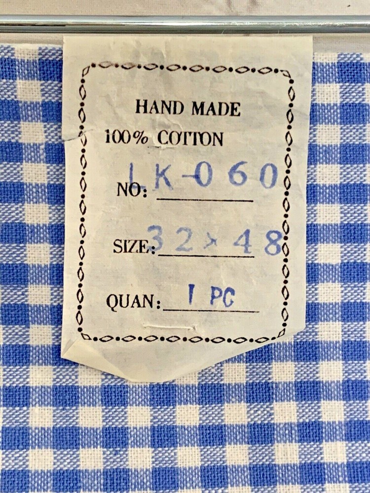Baby Bed Crib Top Sheet Blue Gingham Checked Border White Sheet NWT
