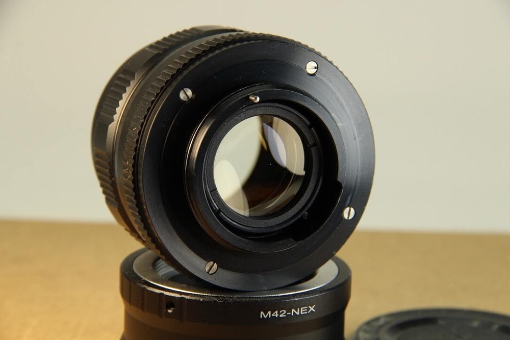 Trioplan modified for Helios 44M-4 Soviet lens + Adapter for Sony E Nex Vintage