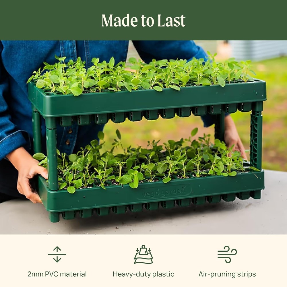 10" x 20" 76 Cells Seed Starter Tray Stackable Starting Germination Trays,4 Sets