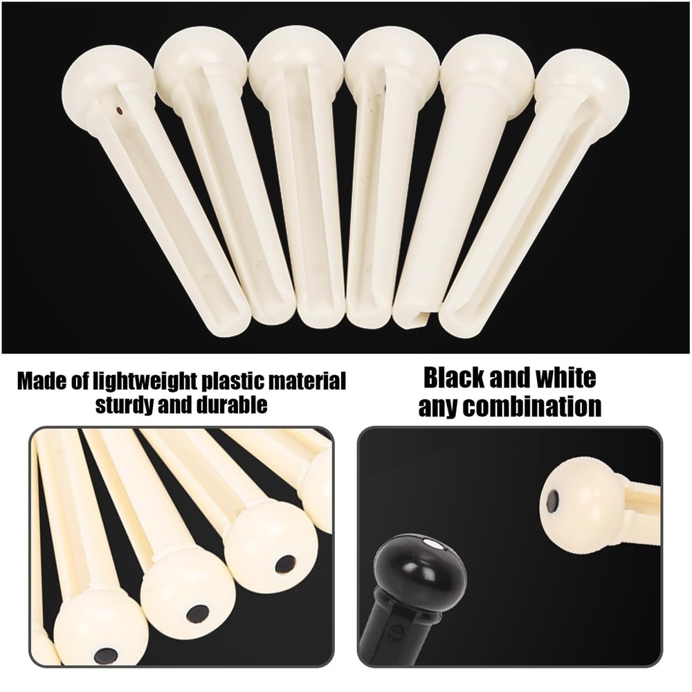 Acoustic Guitar Bridge Pins 12 Pack with String Pegs and Pin Puller Accessory