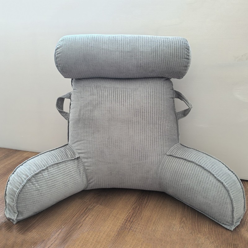 Reading Pillow with Arms Soft Backrest Support Pillow with Side Pocket