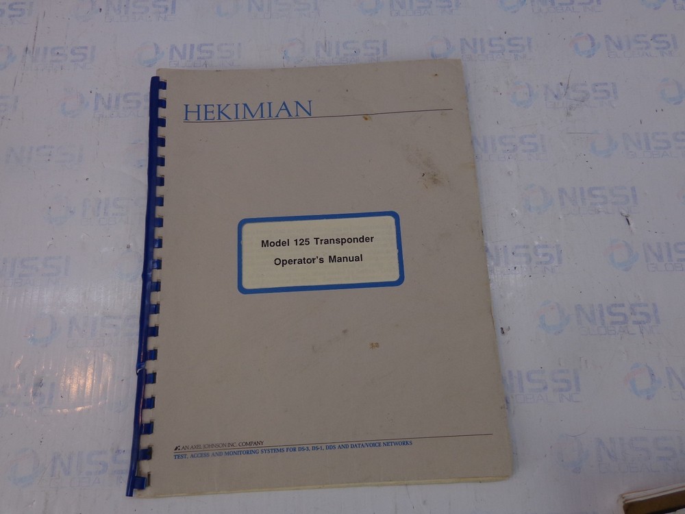 Hekimian 125 Transponder operator's manual