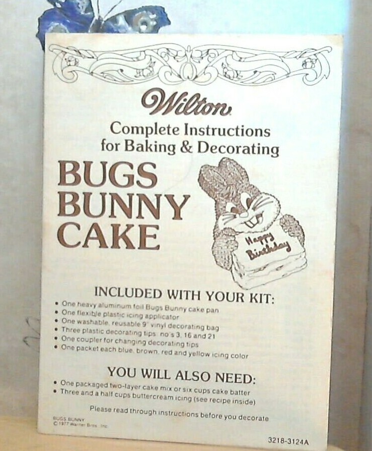 1977 Wilton Bugs Bunny Instructions for Baking  + Decorating Bugs Bunny Cake