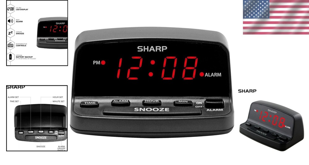 Compact Black Digital Alarm Clock - Simple Operation & Battery Backup Feature