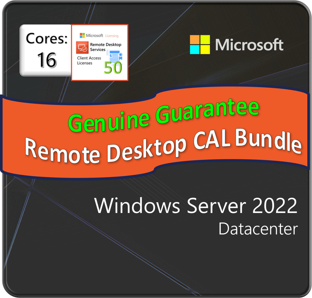 Windows Server 2022 Datacenter Edition - 16 Core License (with 50 RDS CALs)