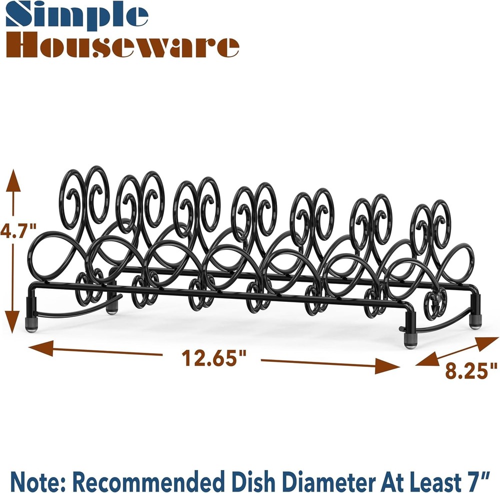 Vertical Plate Stand Holder Dish Rack Dinnerware Organizer W/ Elegant Wire