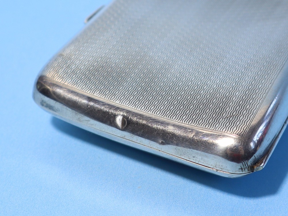 1931 Sterling Silver Cigarette Case with DC Initials + Gilt Interior dented #NM