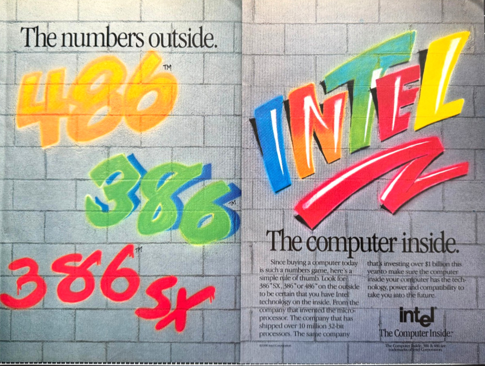 Intel The Computer Inside Tech Processor Groovy Font Vintage Print Ad 1990