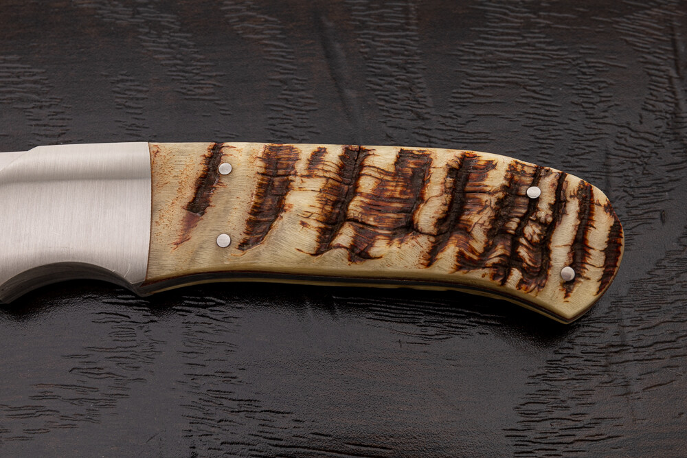 Ron Gaston Custom Fixed Blade Knife Sheep Horn, w/Sheath