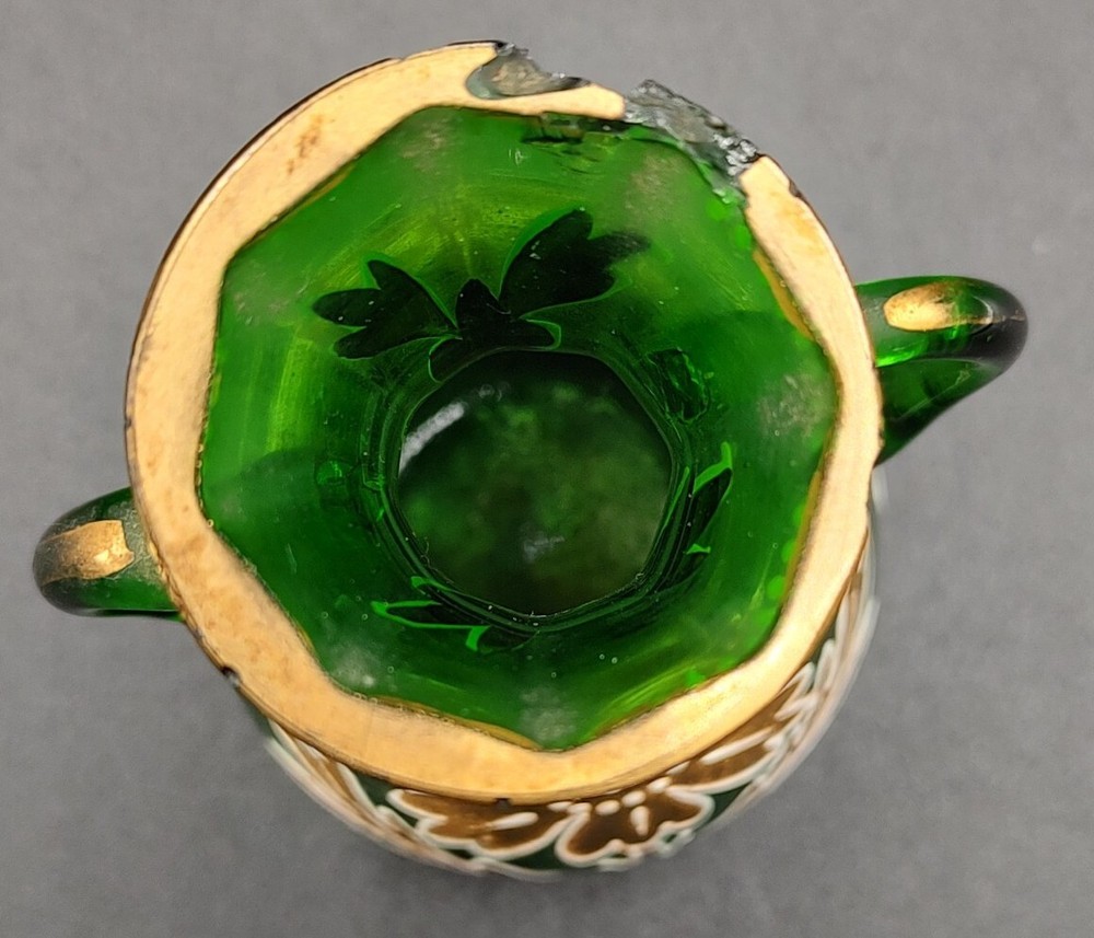 Vintage Blown Glass Double Handle Bottle