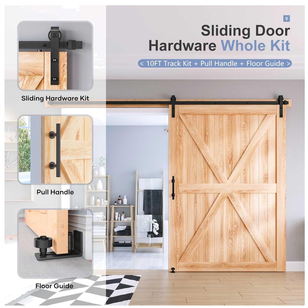 Rustic 10 Ft Barn Door Hardware Kit