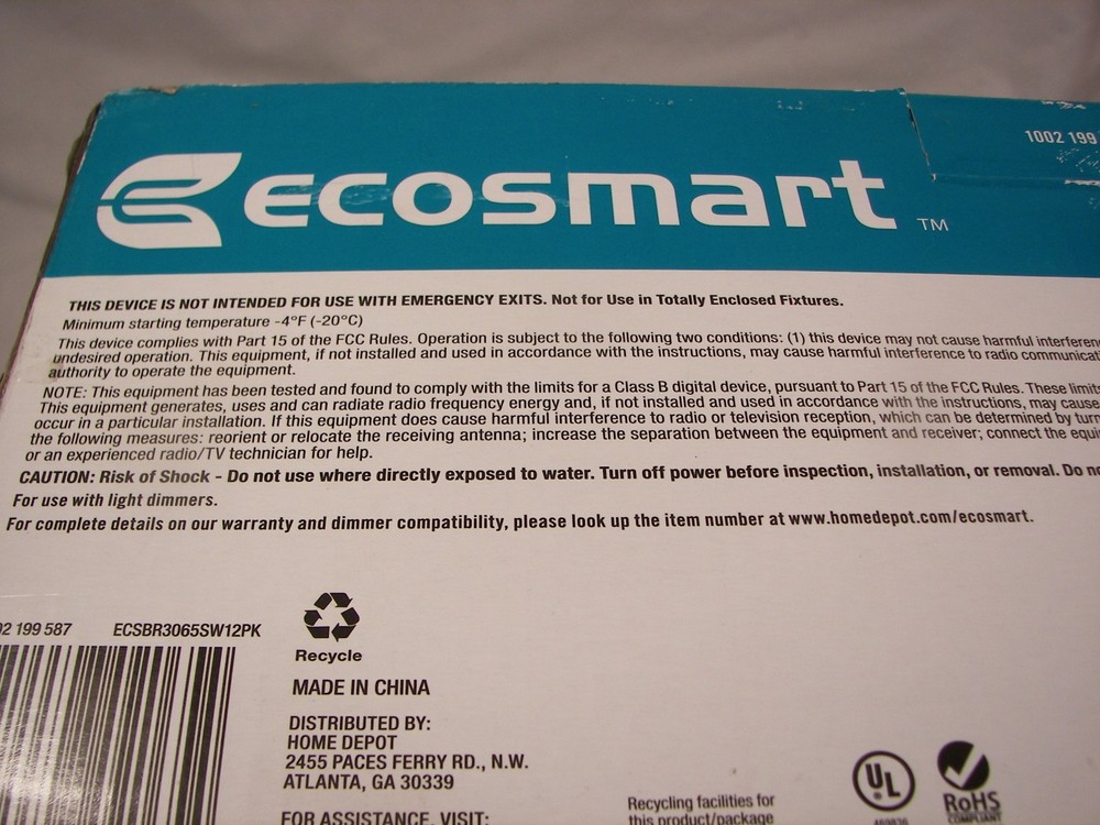 NEW Ecosmart 12 Pack LED 65w BR30 Indoor Light Bulbs Dimmable Soft White