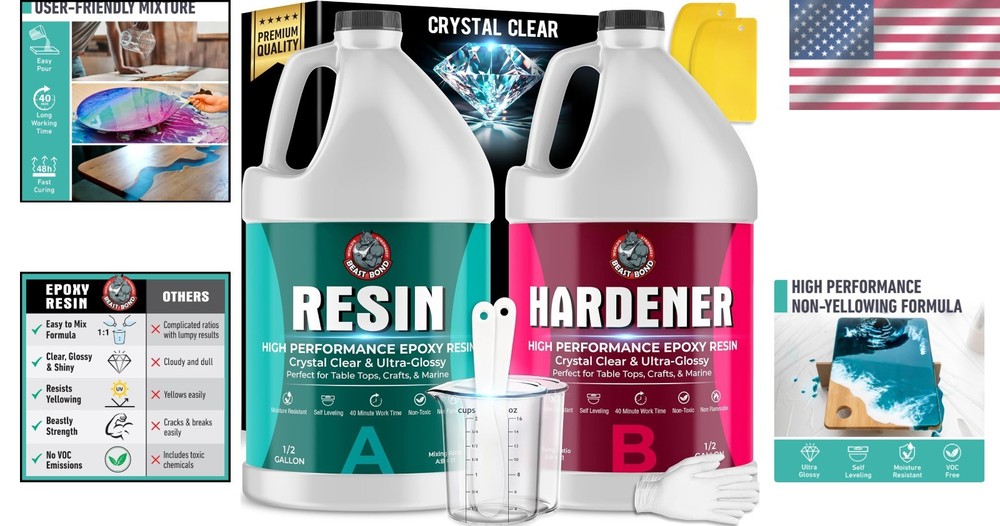 Crystal Clear Epoxy Resin Kit - Ultra-Gloss Finish