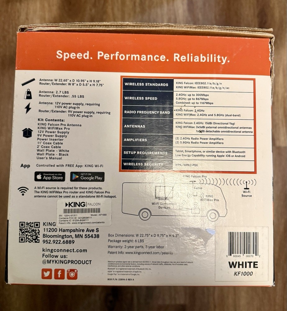 King Falcon WiFi RV Antenna with Extender