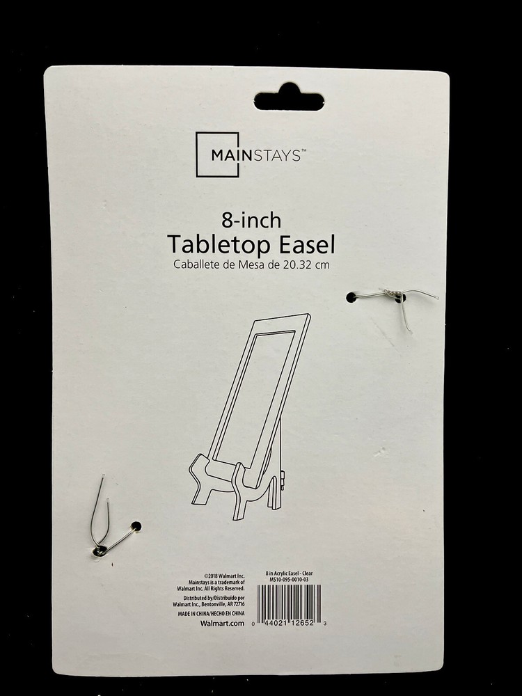 Mainstays 8” Tabletop Clear Acrylic Easel NEW