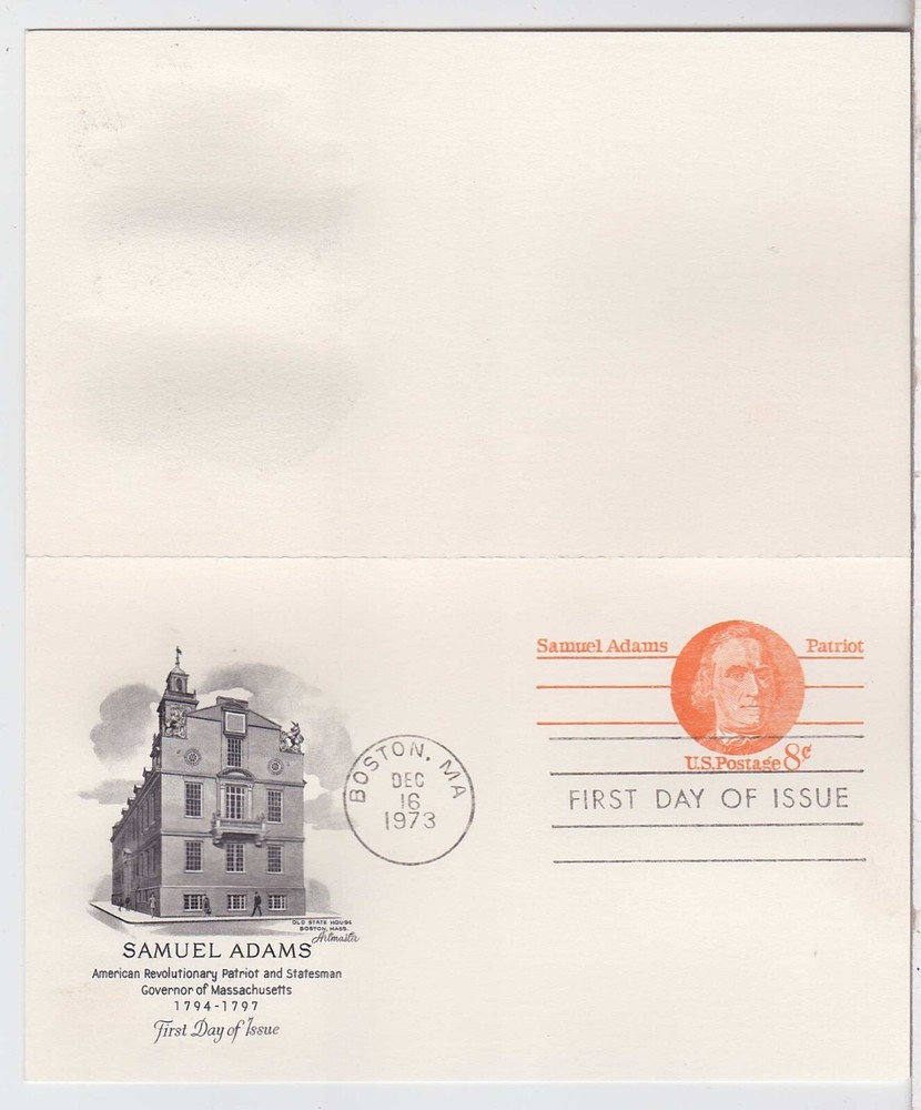 TurtlesTradingPost- Samuel Adams Reply Card -1973 FDC #UY24 - Artmaster Cachet
