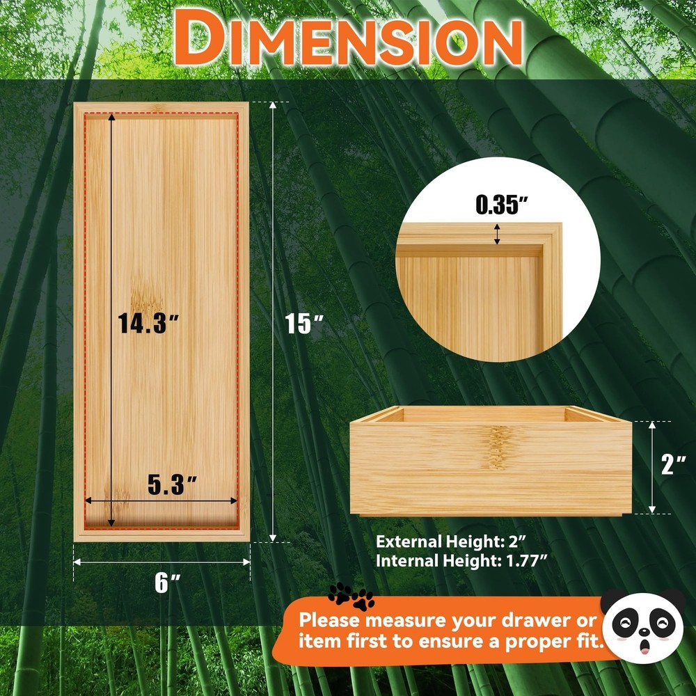 Bamboo Kitchen Drawer Organizer, Stackable Utensil Holder Silverware Organize...