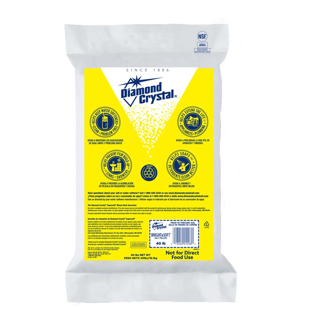 Diamond Crystal Bright & Soft Water Softener Salt Pellets, 40 lb.