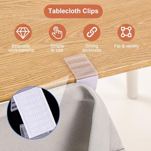 10 Pcs Table Skirt Clips: Clear Plastic Oval Tablecloth Holders for