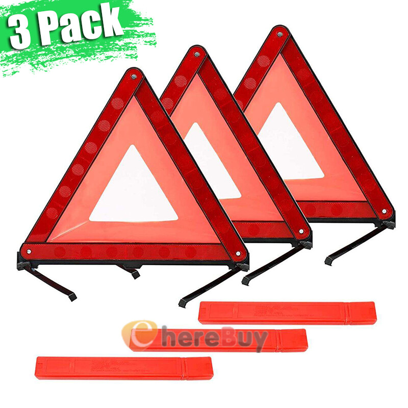 3 PCs Warning Dot Approved Triangle Emergency Reflective Sign Safety Roadside