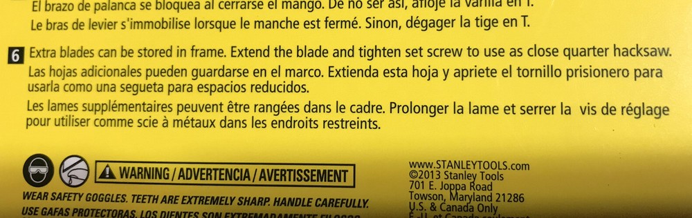 stanley 15-113 hacksaw retention screw