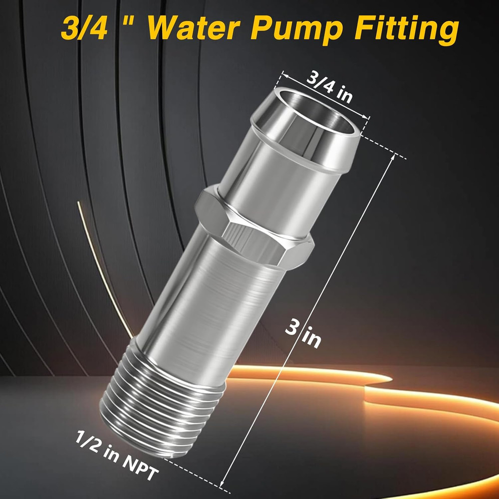 2Pcs Upgraded Stainless Steel 1/2" NPT Heater Hose Fittings, 5/8" Intake Fitting