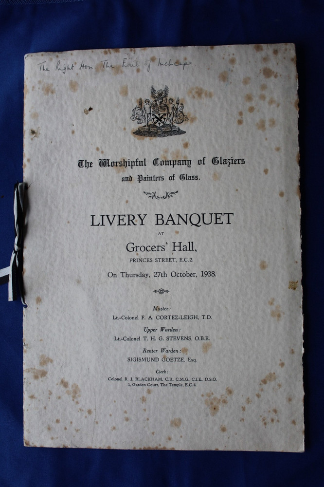 LIVERY BANQUET MENU 1938