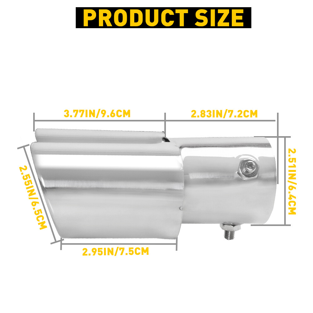 Chrome Rear Dual Stright Exhaust Pipe Tail Muffler Tip Replace Accessories Kit