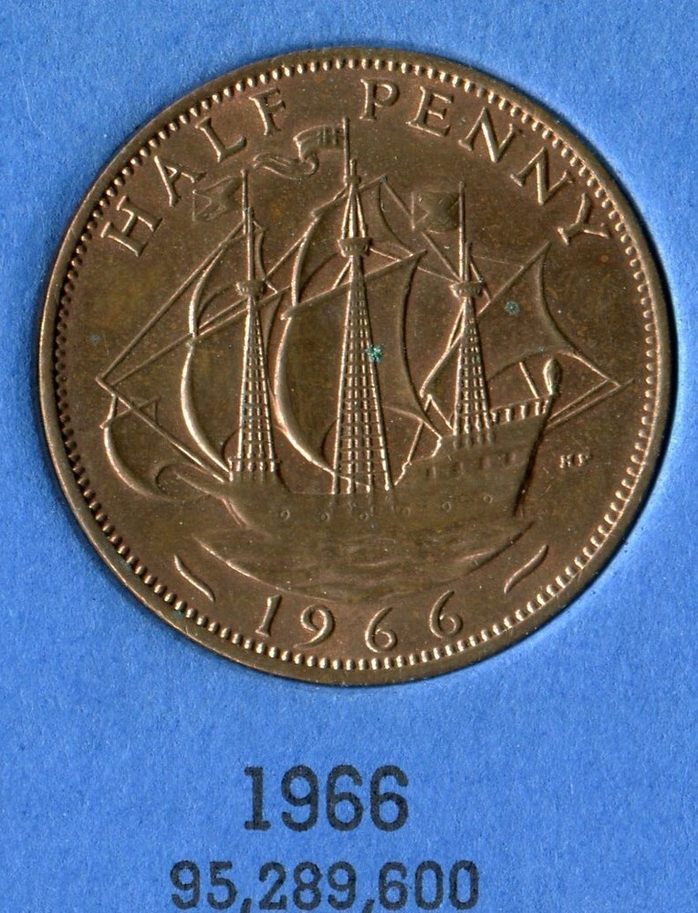 Foreign Coin - Great Britain - Half Penny (½ Penny) - 1966