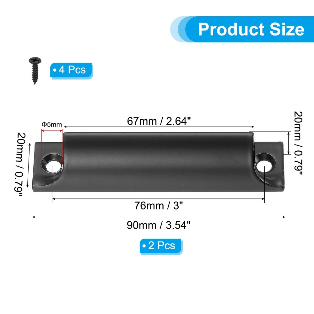 2 x Window Sash Lift Handle 3" Hole Center Drawer Push Pull Handle Black