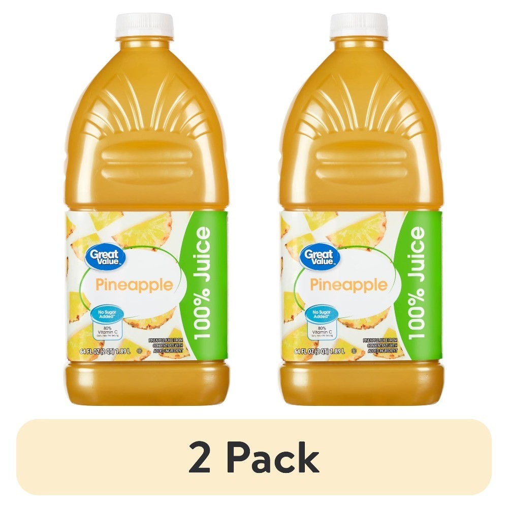 (2 pack) Pineapple 100% Juice, 64 fl oz
