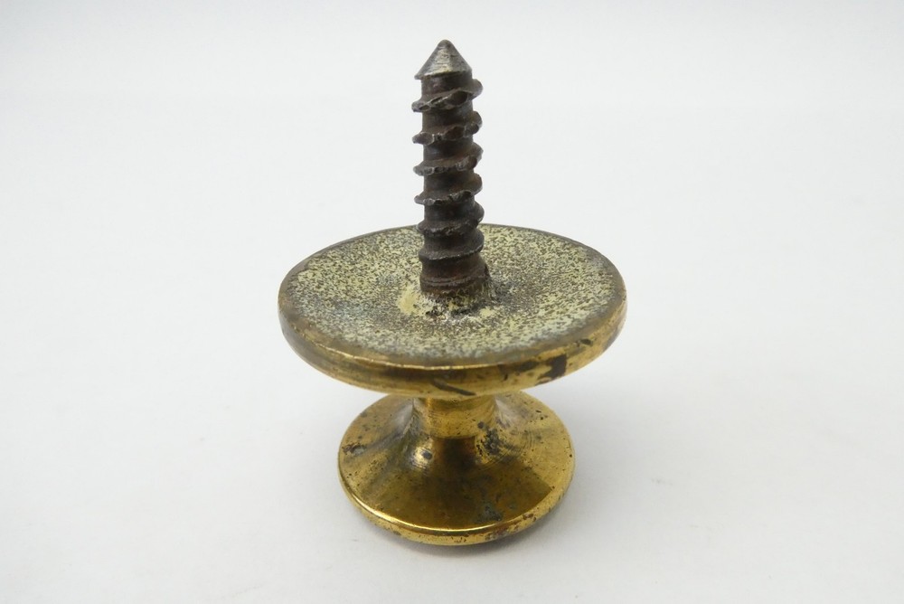 Antique Brass Cabinet Knob Pull Round Back Plate Single Screw Drawer Pull 1.75”