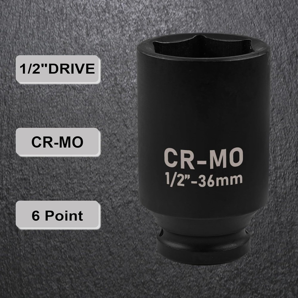 22mm Socket 1/2" Drive Deep Impact Metric Socket,CR-MO 6 Point